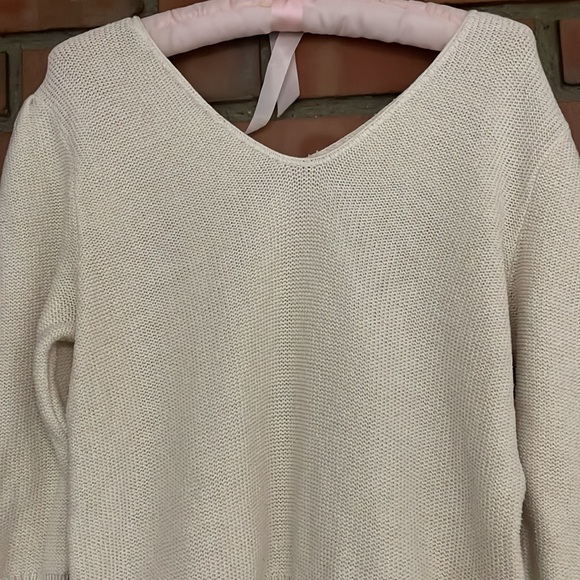 Vintage 3d knit v neck sweater medium cotton linen blend slouchy - Picture 9 of 9